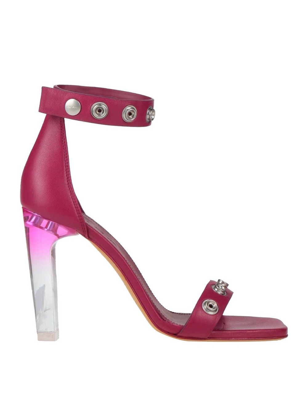 RICK OWENS LEATHER EYELET DETAIL ANKLE STRAP FUCHSIA SANDALS
